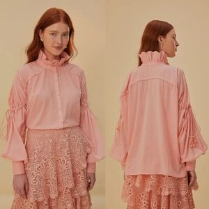 Farm Rio Pink Romantic Long Sleeve Blouse